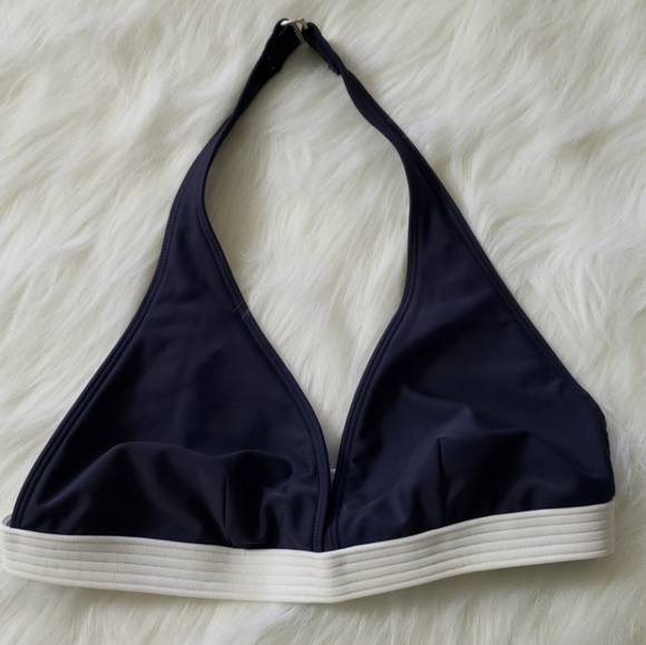 La Blanca Blue & White Halter Top Size 14 - Picture 2 of 8